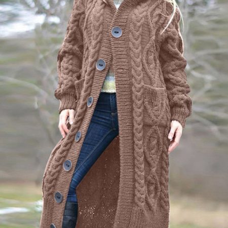 women's loose warm hooded cardigan sweater