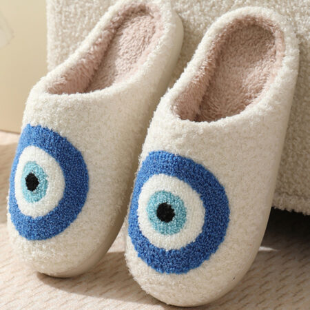 Blue Eyes Pattern Cotton Slippers Indoor Home Plush Warm Slippers